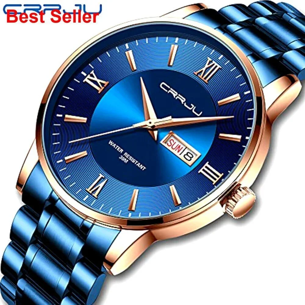 Stainless Steel Chronograph Watch for Men Business Casual
